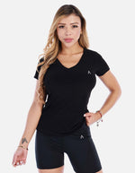 Camiseta deportiva cuello v manga corta