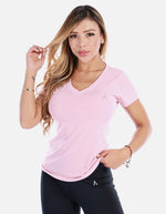 Camiseta deportiva cuello v manga corta