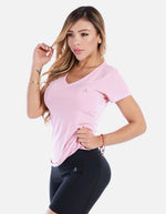 Camiseta deportiva cuello v manga corta