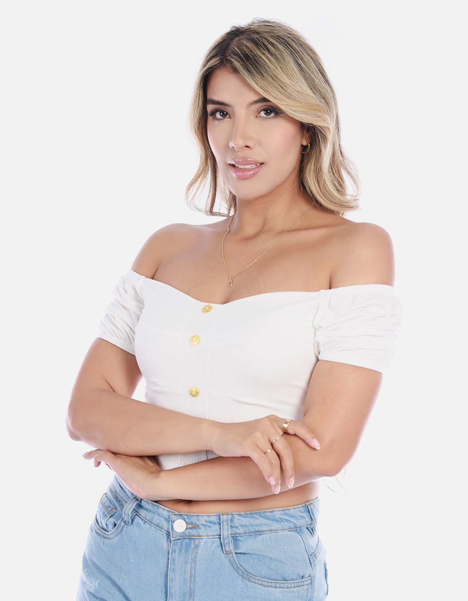 Blusa Mujer con Botones decorativos