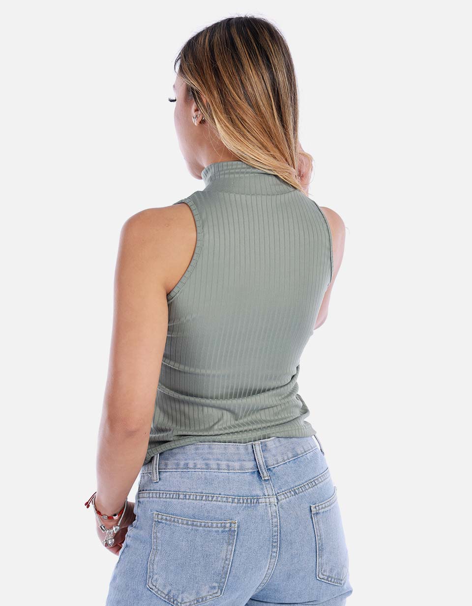 Blusa para mujer manga sisa con cierre