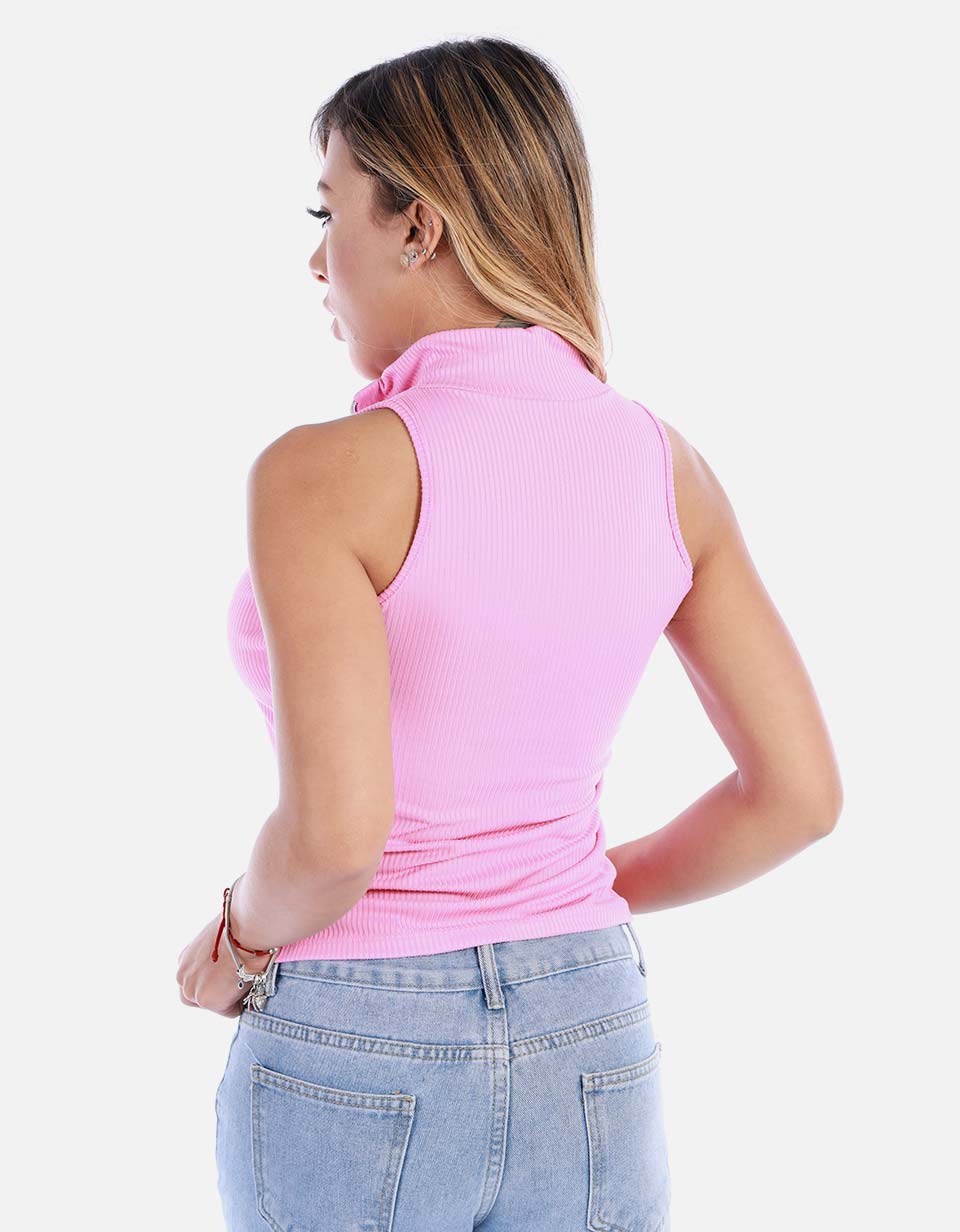 Blusa para mujer manga sisa con cierre
