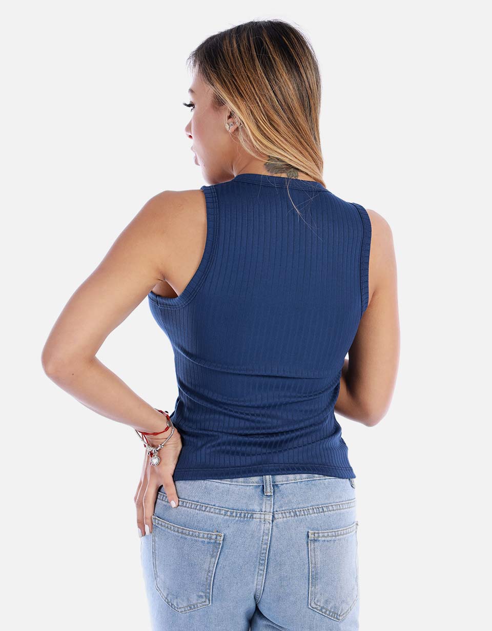 Blusa para mujer en rib manga sisa