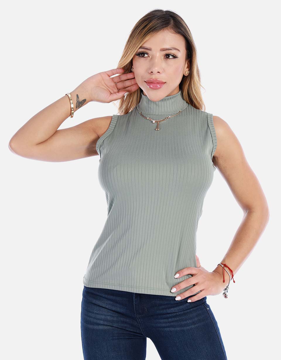 Blusa manga sisa cuello alto