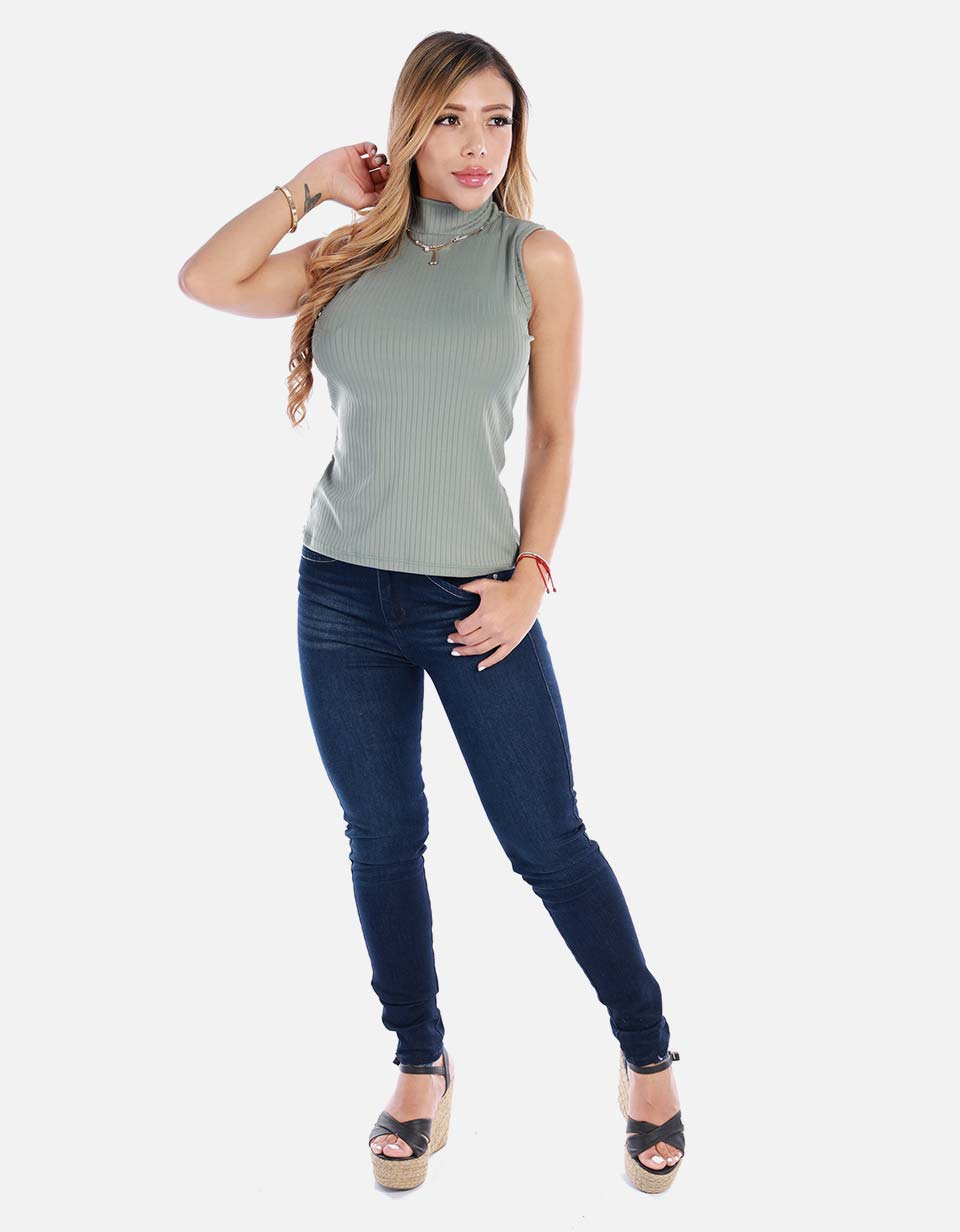 Blusa manga sisa cuello alto