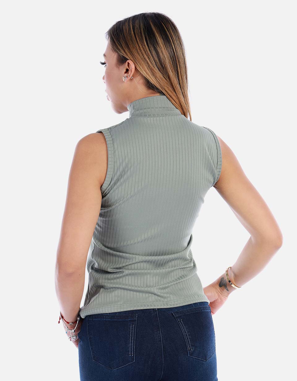 Blusa manga sisa cuello alto