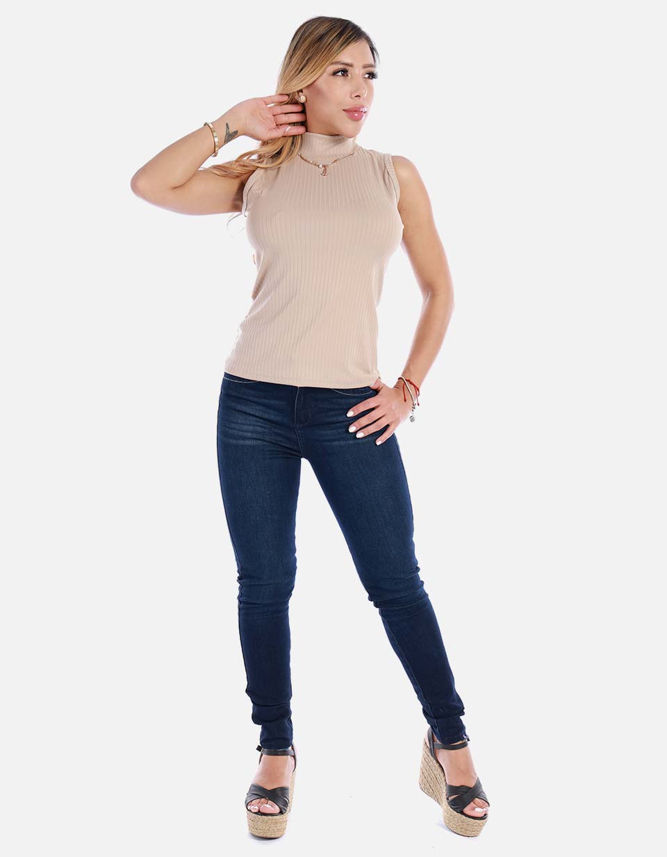 Blusa manga sisa cuello alto