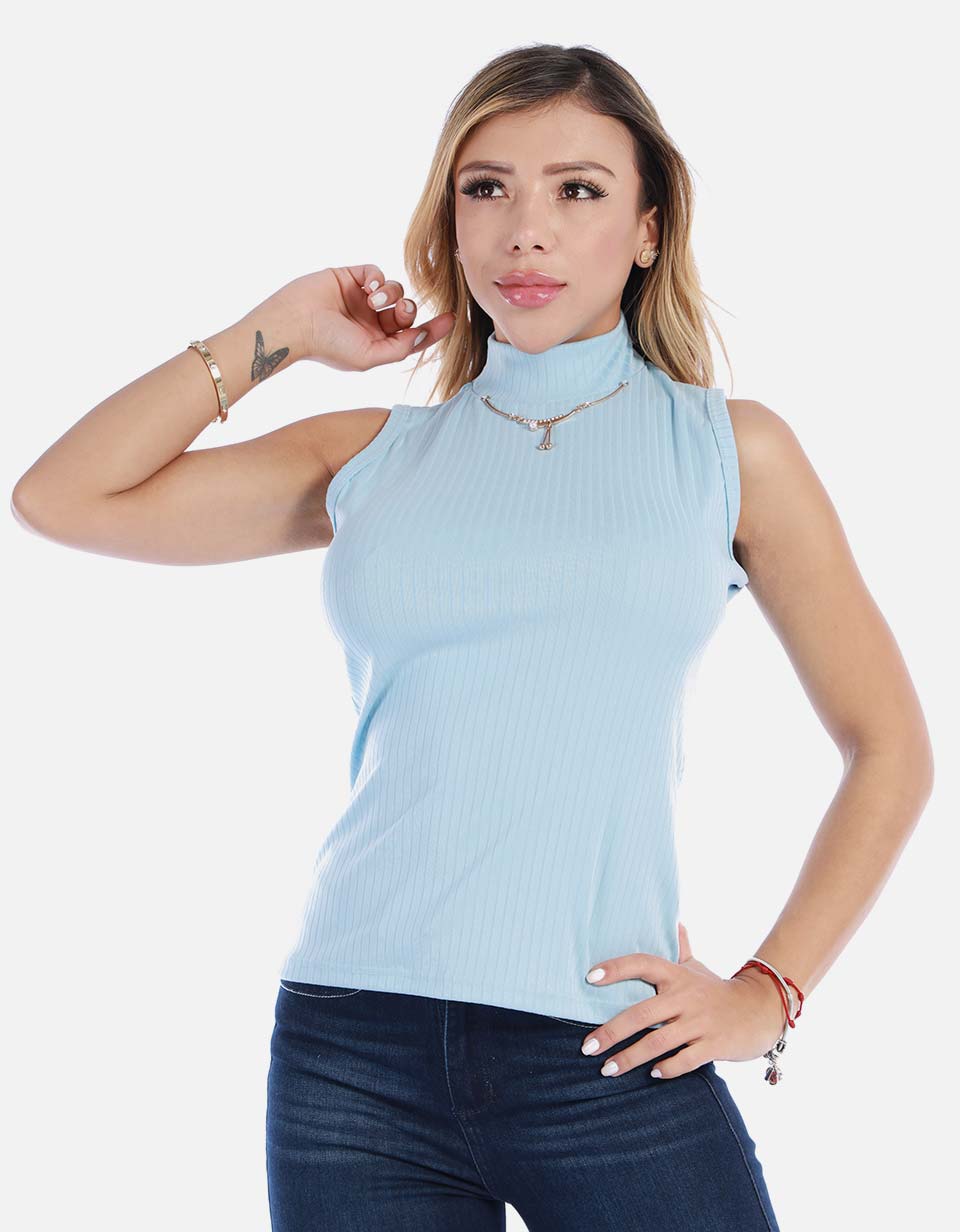 Blusa manga sisa cuello alto