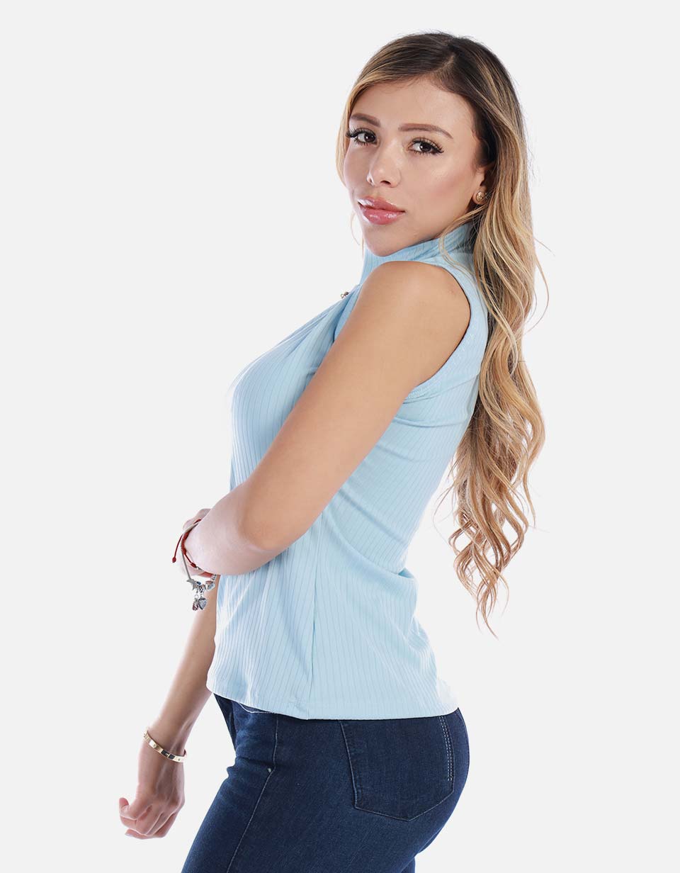 Blusa manga sisa cuello alto