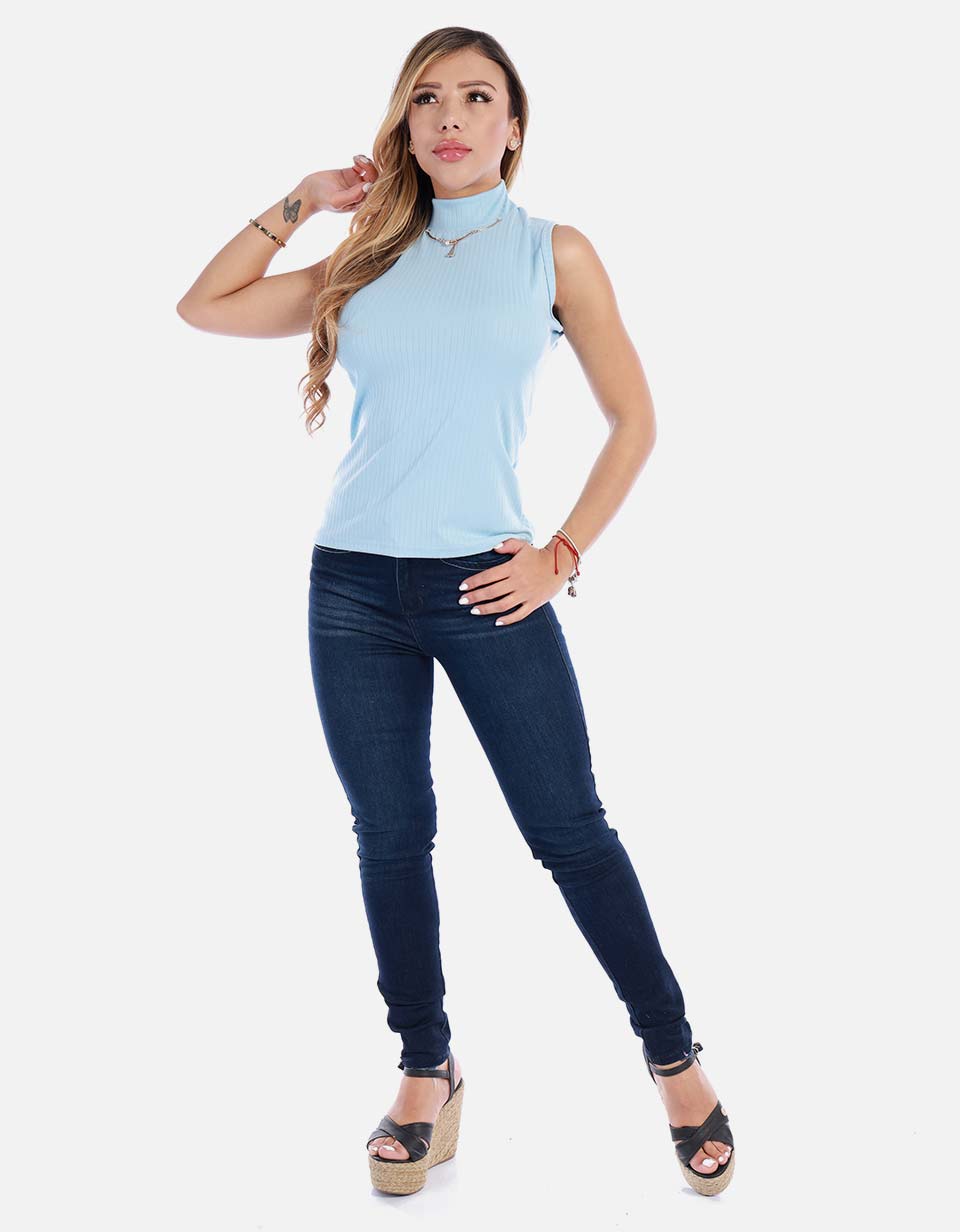 Blusa manga sisa cuello alto
