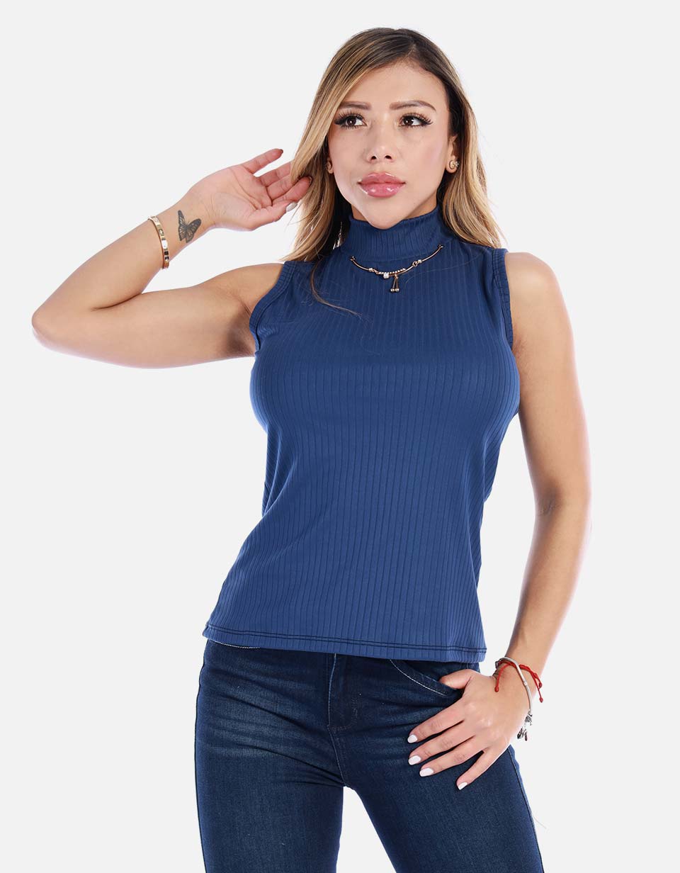 Blusa manga sisa cuello alto