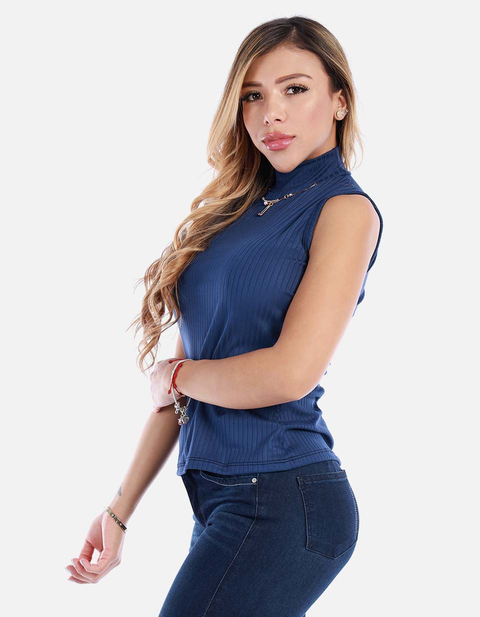 Blusa manga sisa cuello alto