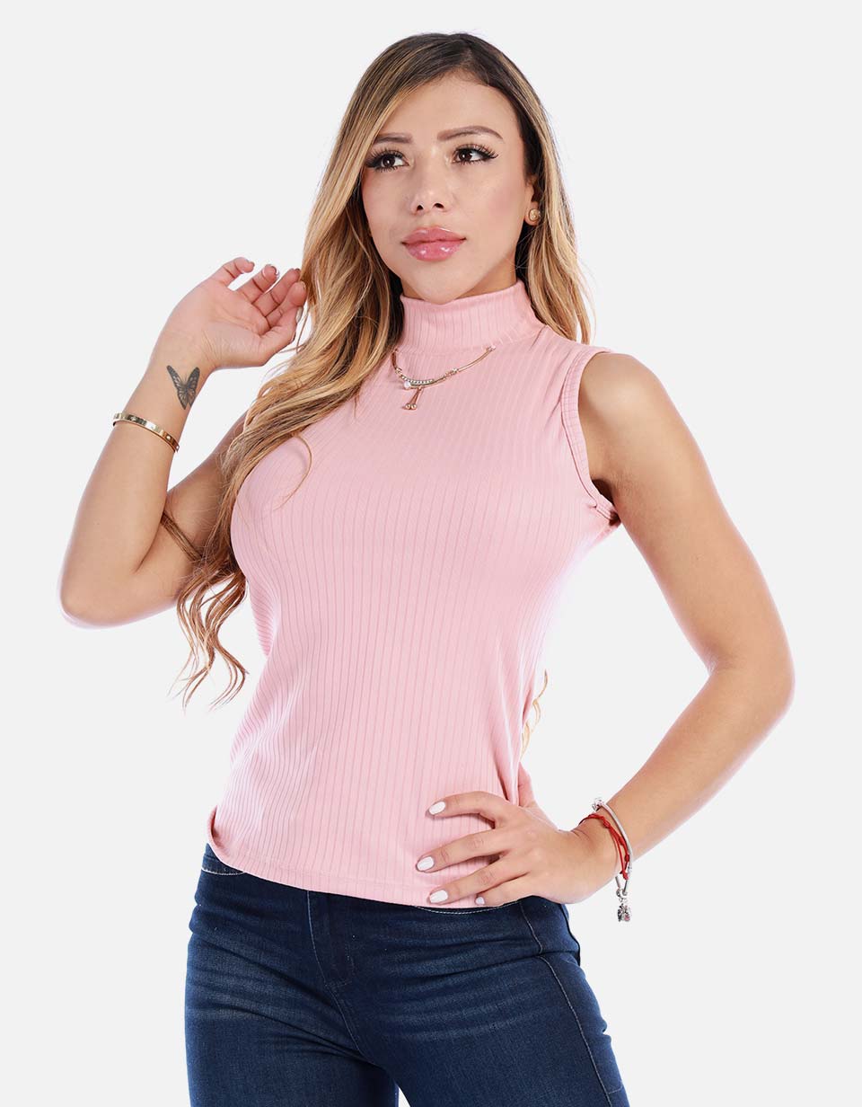 Blusa manga sisa cuello alto