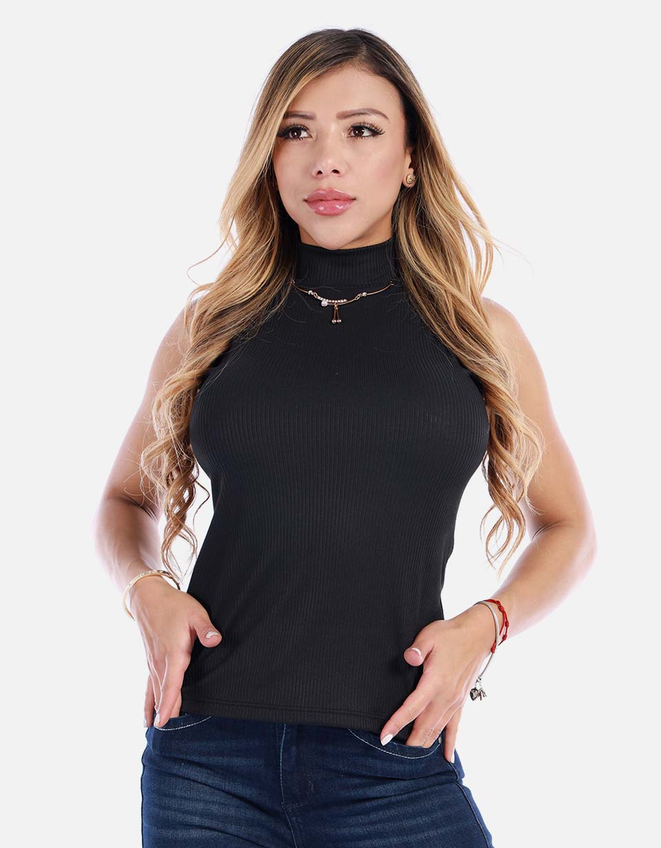 Blusa manga sisa cuello alto