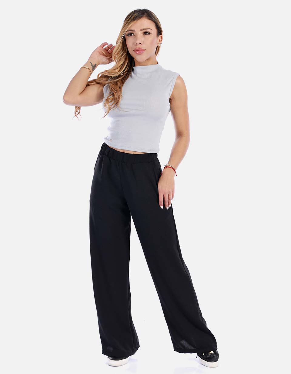 Blusa mujer manga sisa básica cuello alto