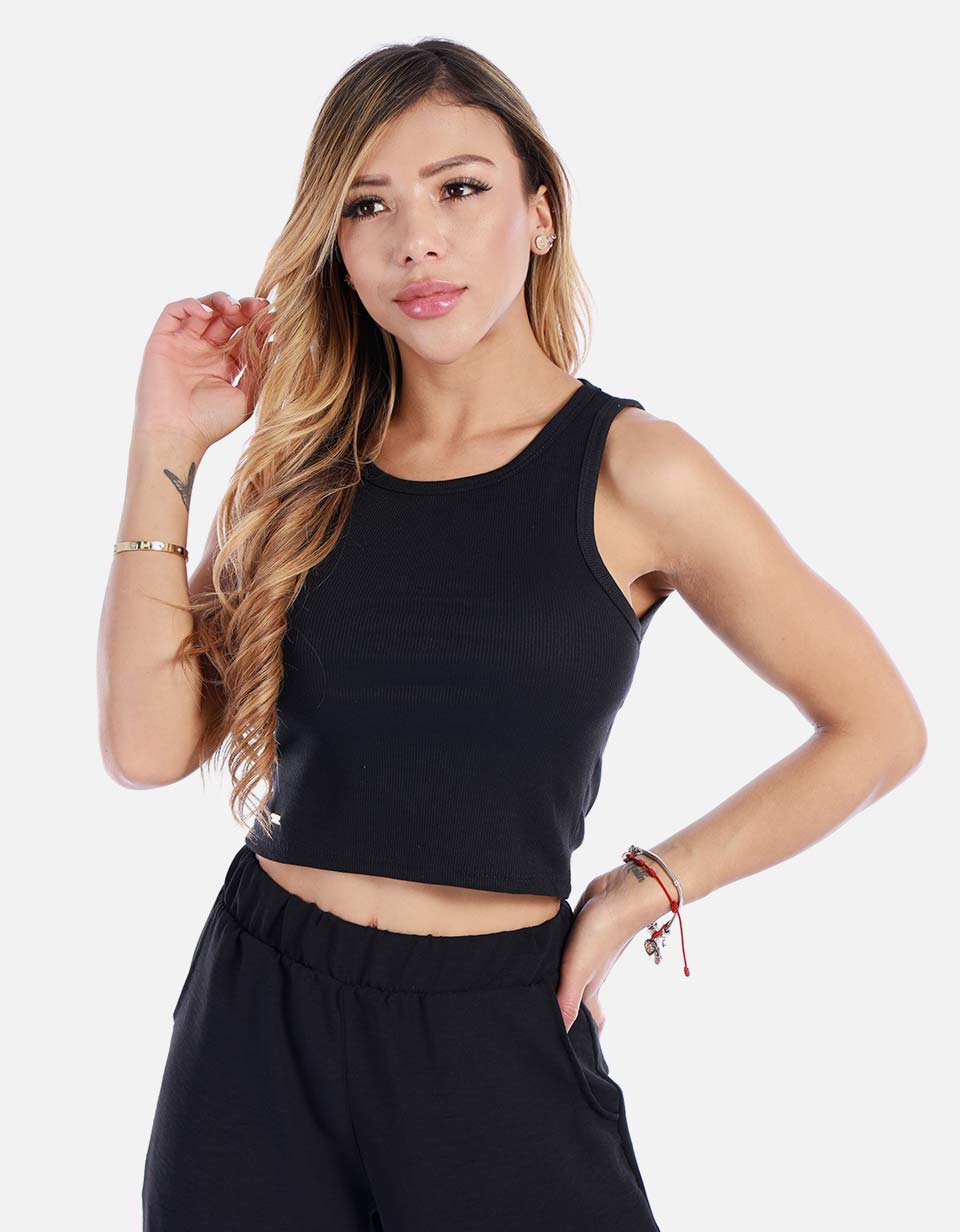 Blusa mujer manga sisa cuello redondo