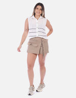 Short Tipo Skort Cargo Mujer Arena