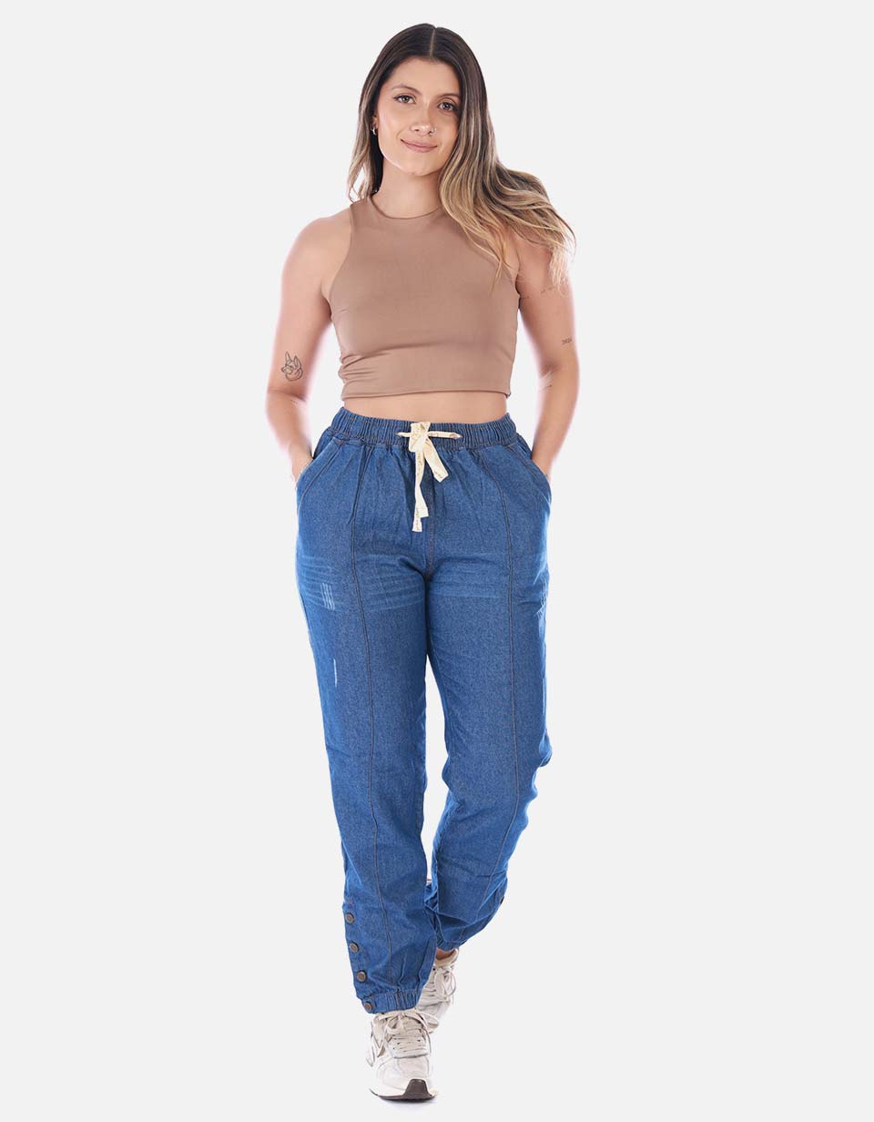 Jogger Denim Mujer Azul Índigo