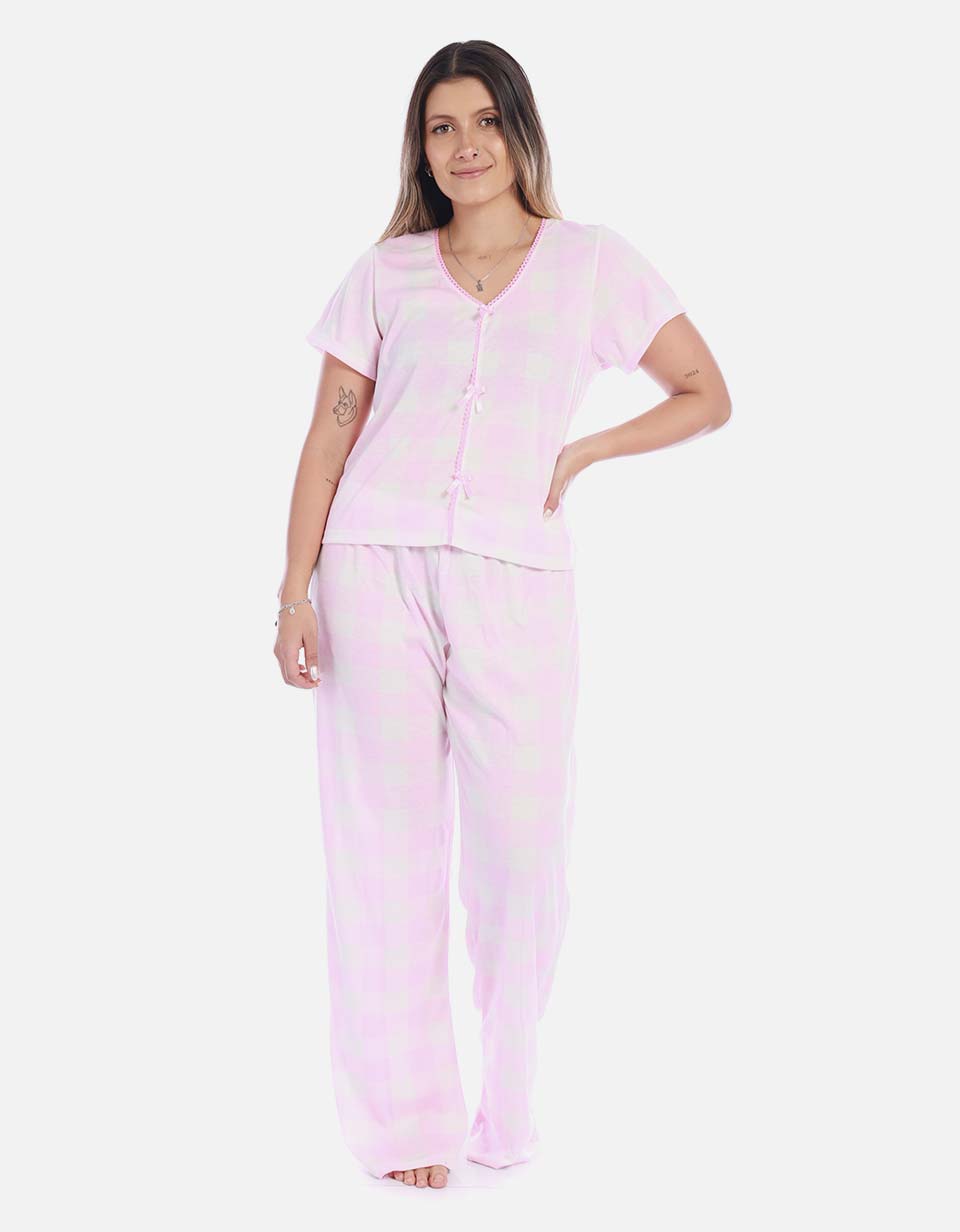 Pijama Conjunto Pantalón Largo Mujer Rosado