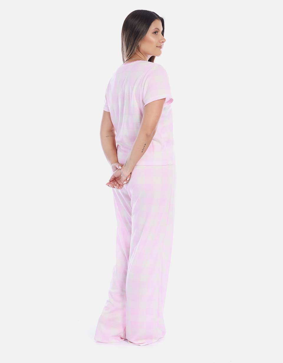 Pijama Conjunto Pantalón Largo Mujer Rosado