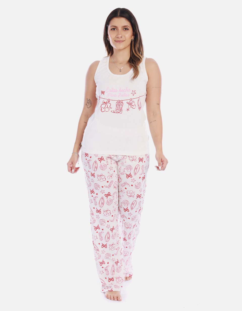 Pijama Conjunto Pantalón Largo Mujer Marfil