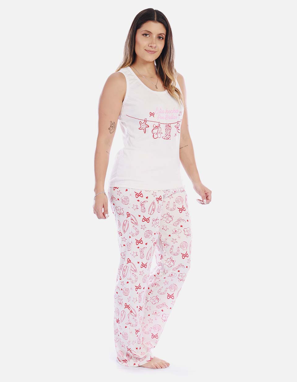 Pijama Conjunto Pantalón Largo Mujer Marfil