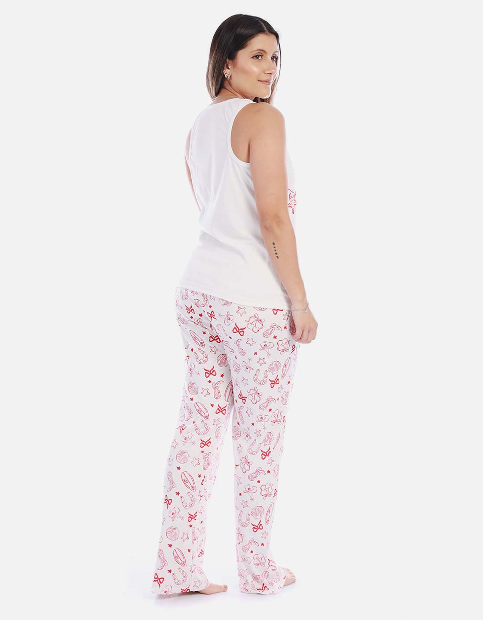 Pijama Conjunto Pantalón Largo Mujer Marfil