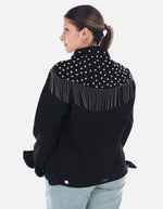 Chaqueta Diosa Denim con Taches y Flecos