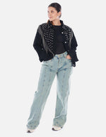 Chaqueta Diosa Denim con Taches y Flecos