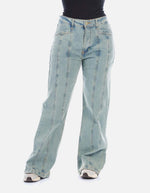 Jean Wide Leg con Costura Frontal