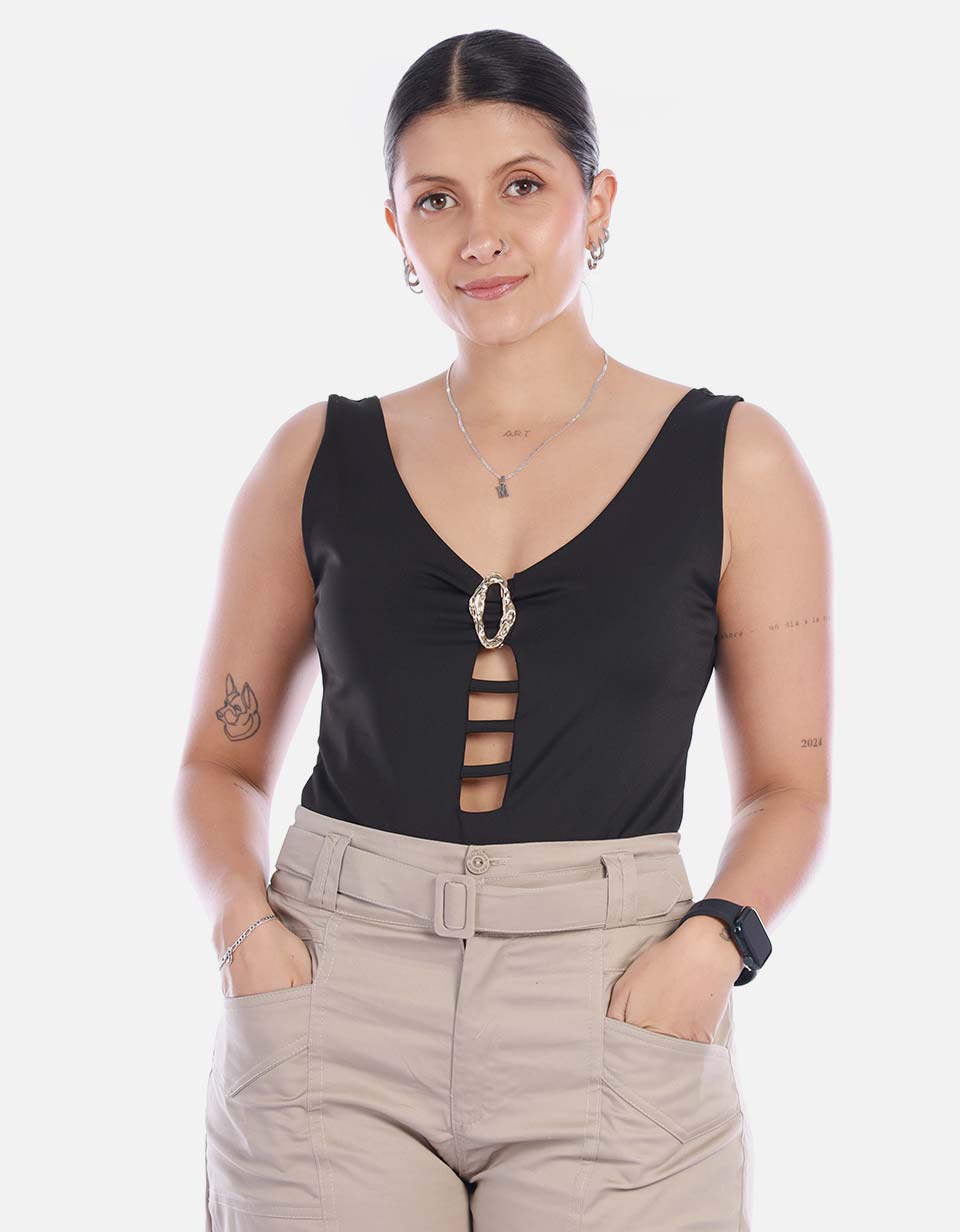 Body de Microfibra con Escote en V