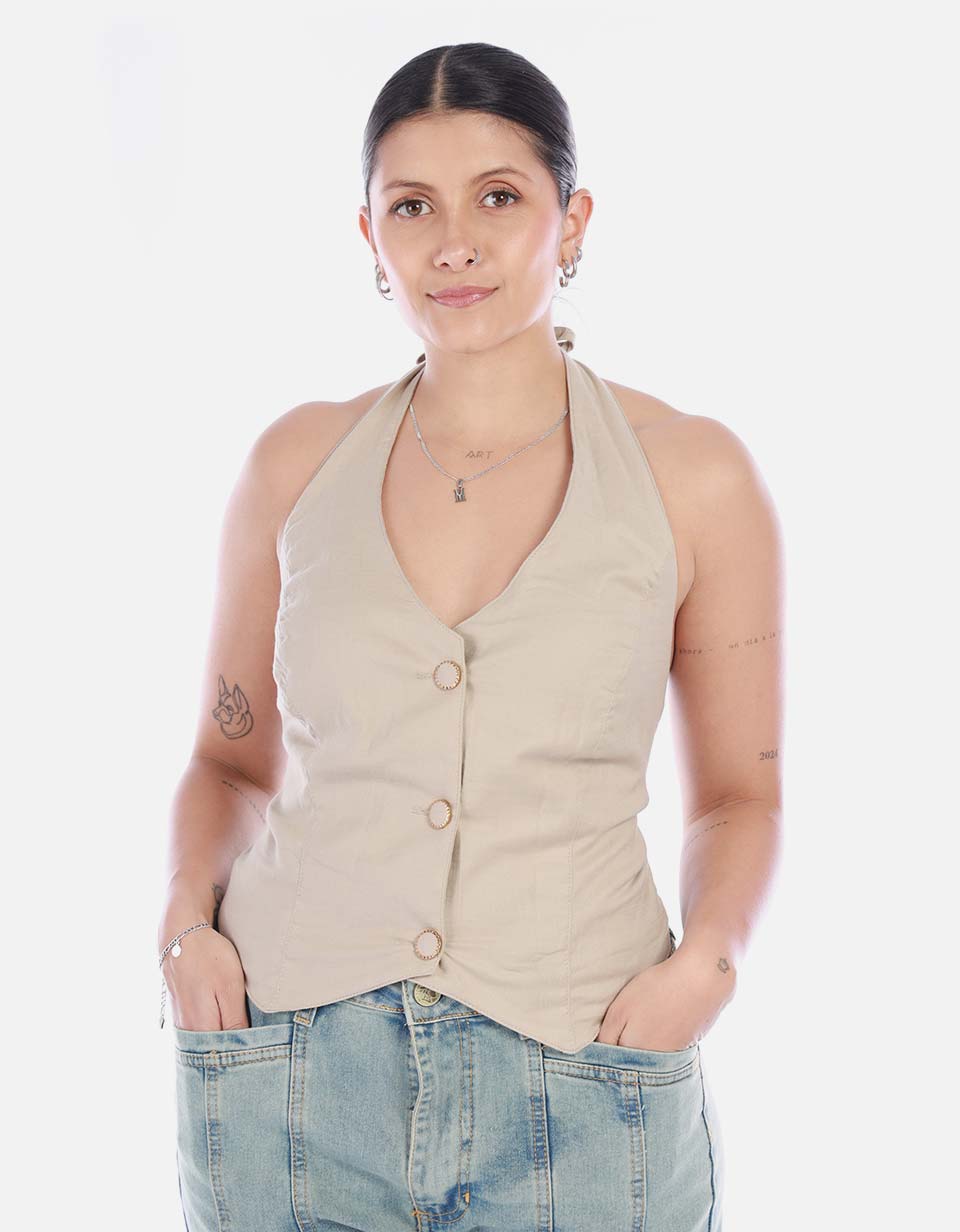 Chaleco Sastrero Halter de Lino