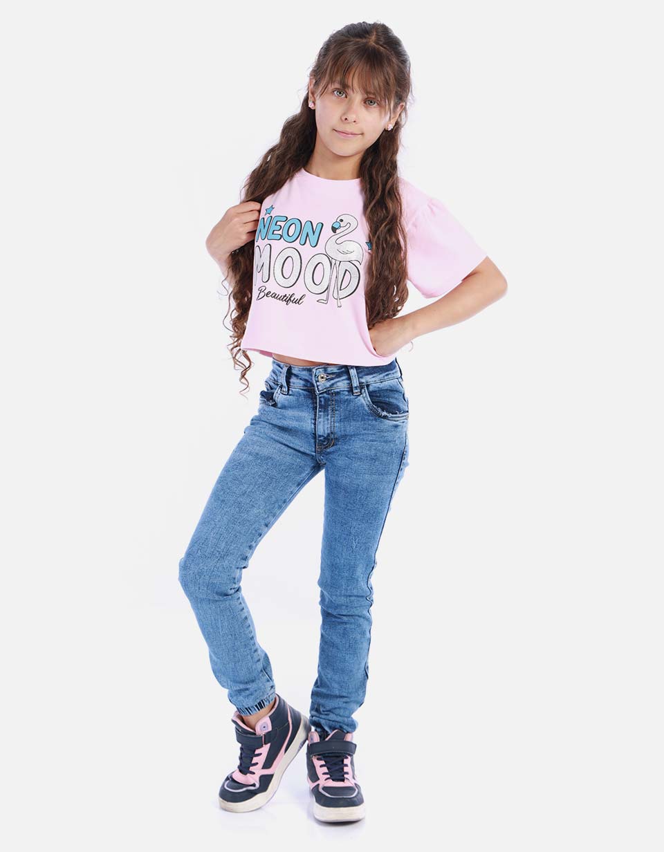 Camiseta corta para niña