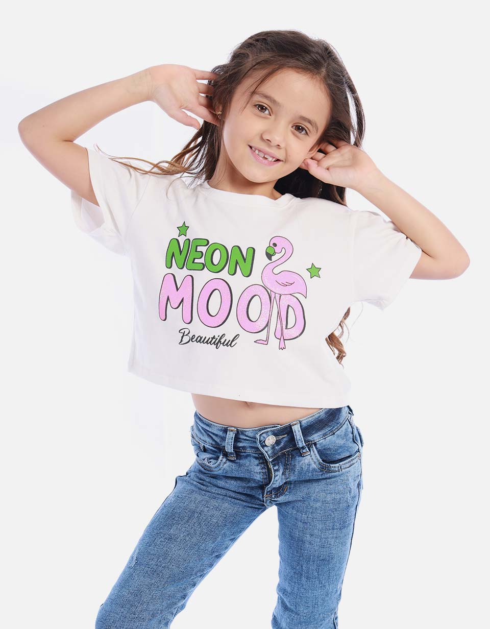 Camiseta corta para niña