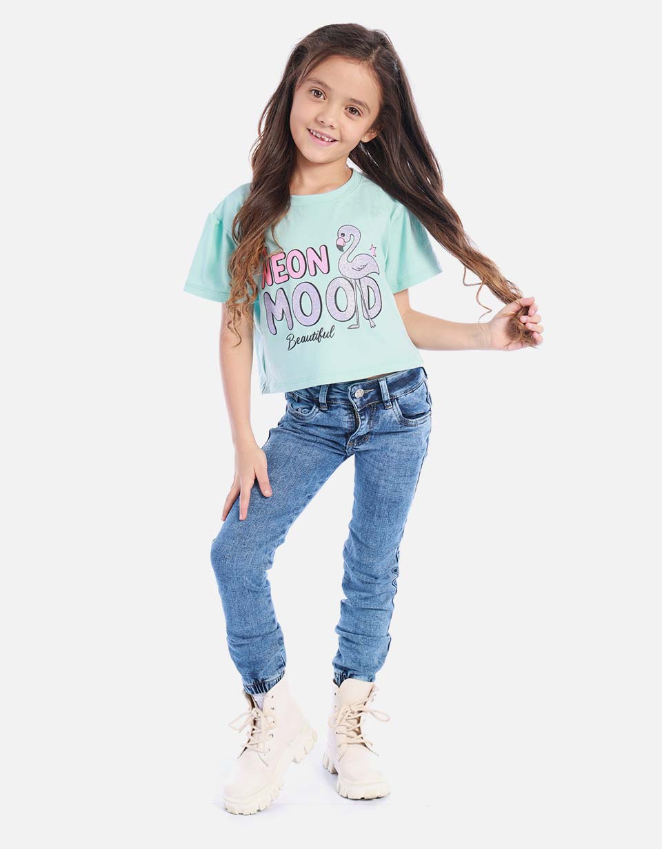 Camiseta corta para niña