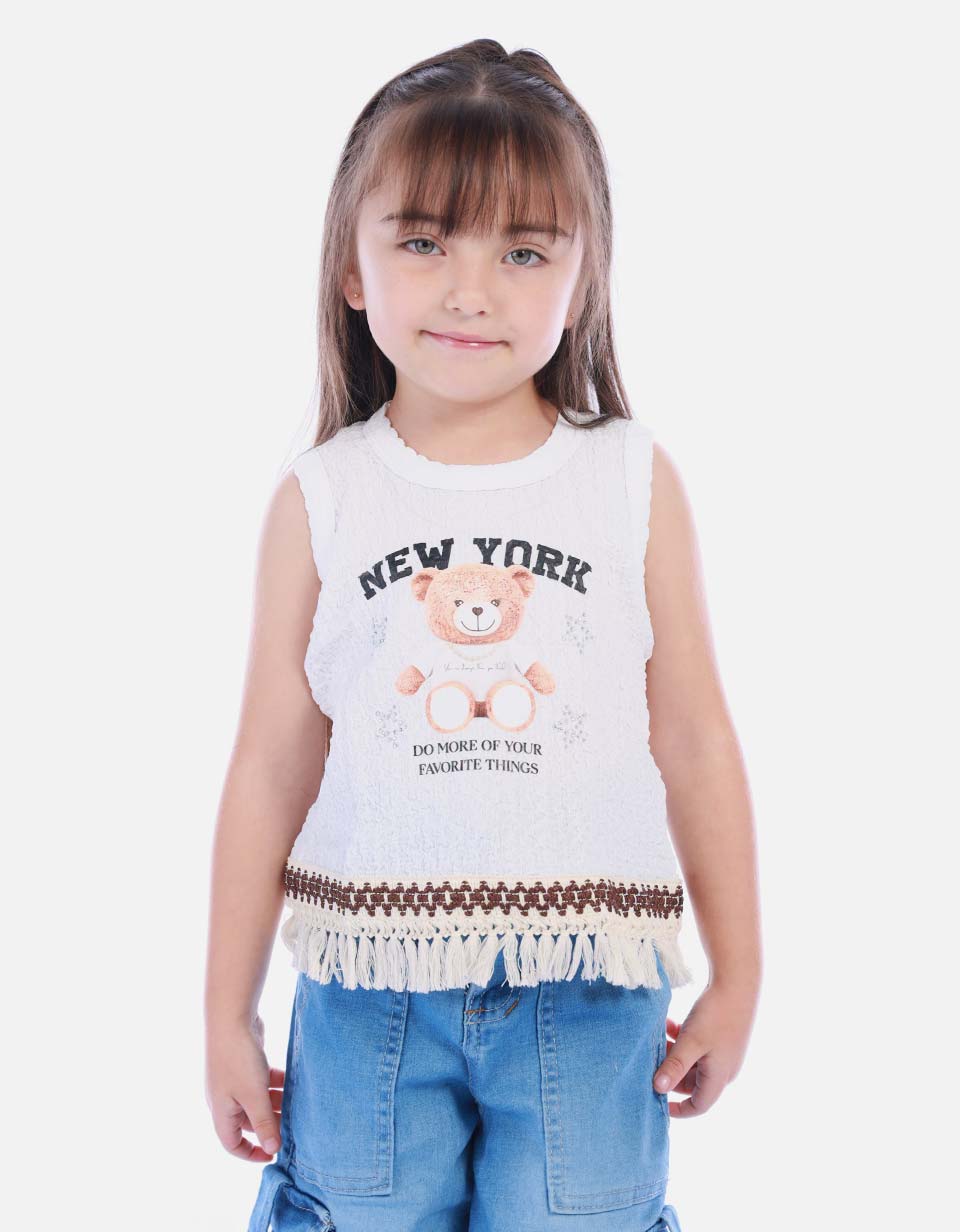 Blusa Sin Mangas con Flecos para Niña