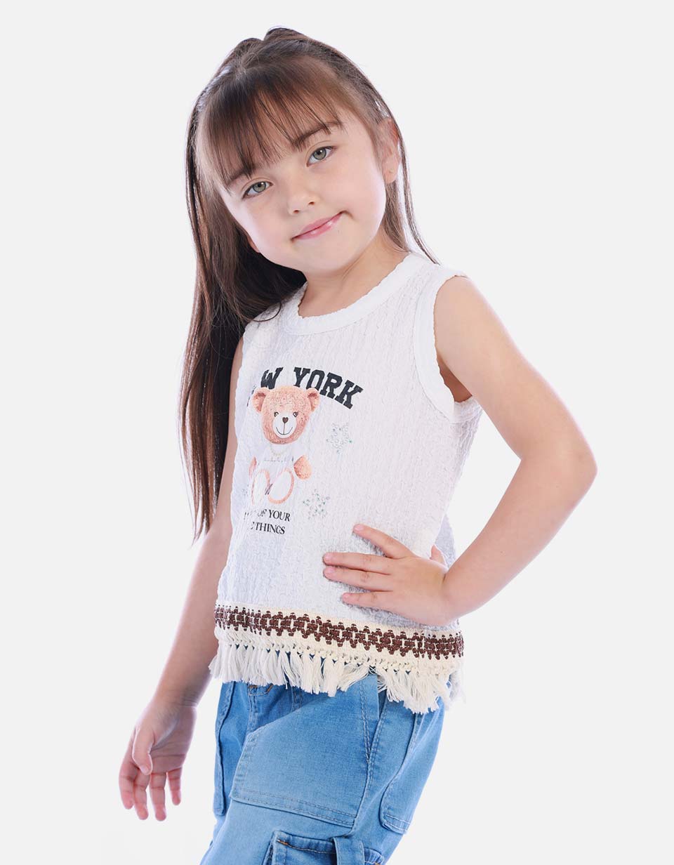 Blusa Sin Mangas con Flecos para Niña