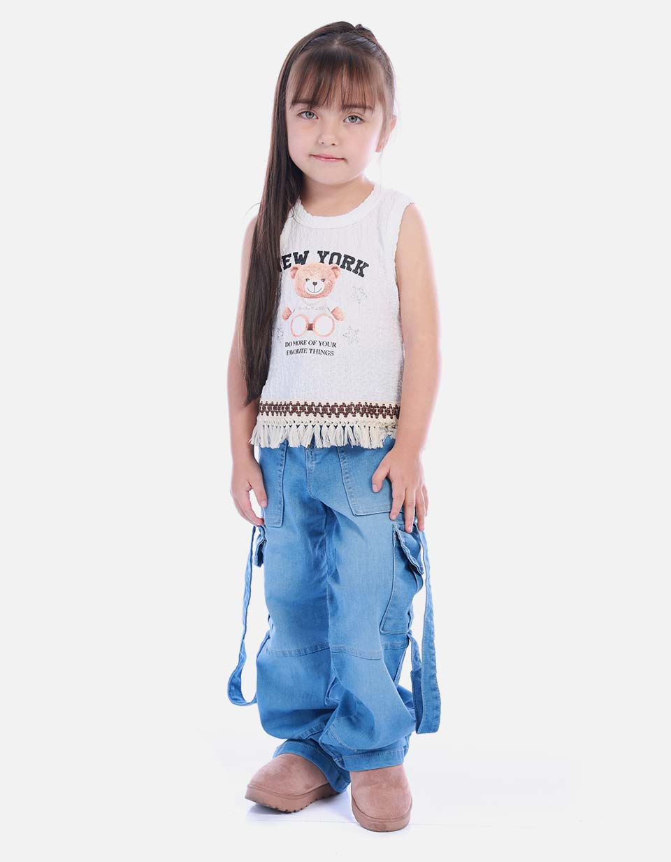 Blusa Sin Mangas con Flecos para Niña