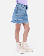 Falda midi tipo cargo para niña con bolsillos y abertura frontal