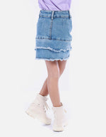 Falda midi tipo cargo para niña con bolsillos y abertura frontal