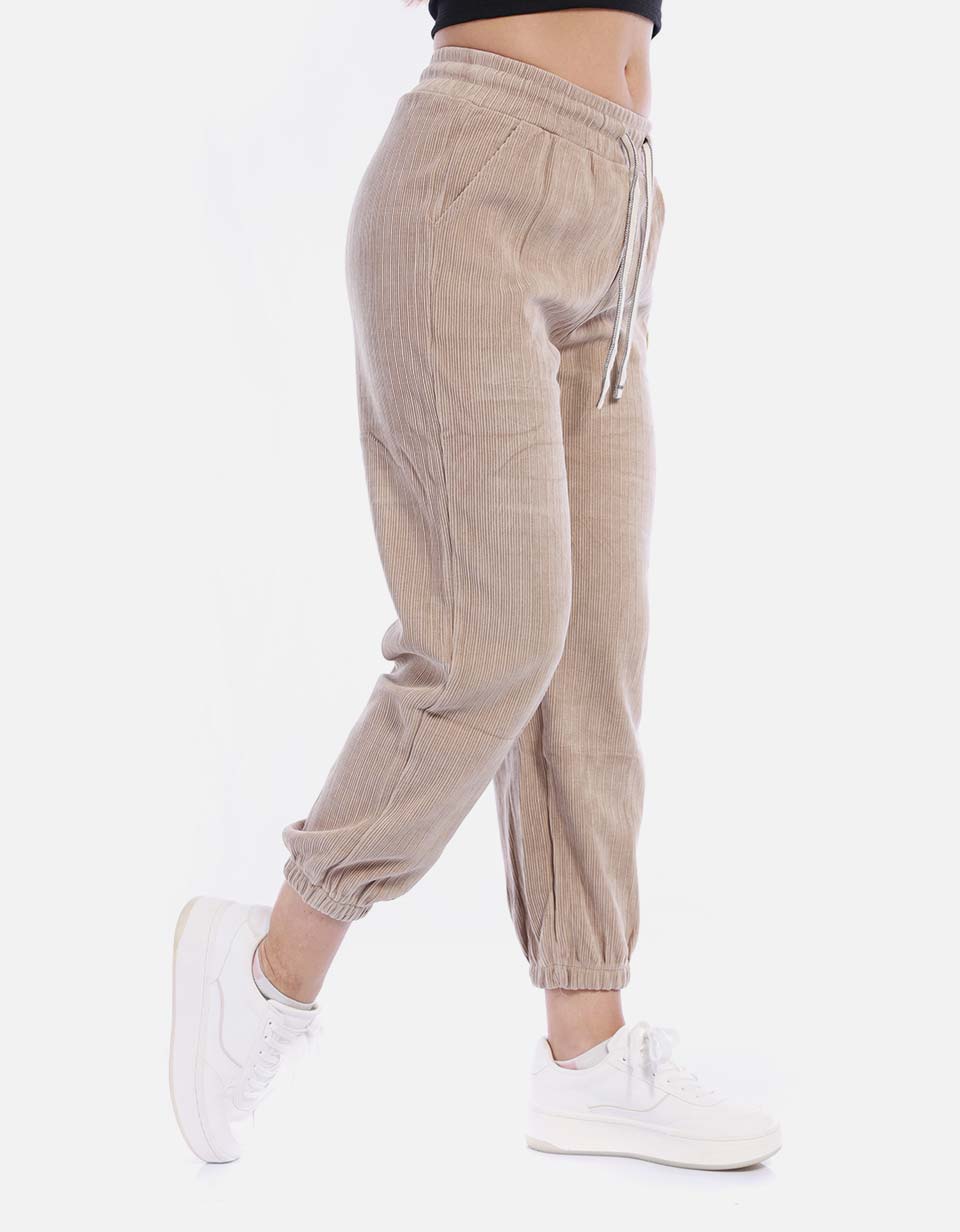 Pantalón tipo jogger en pana Mujer