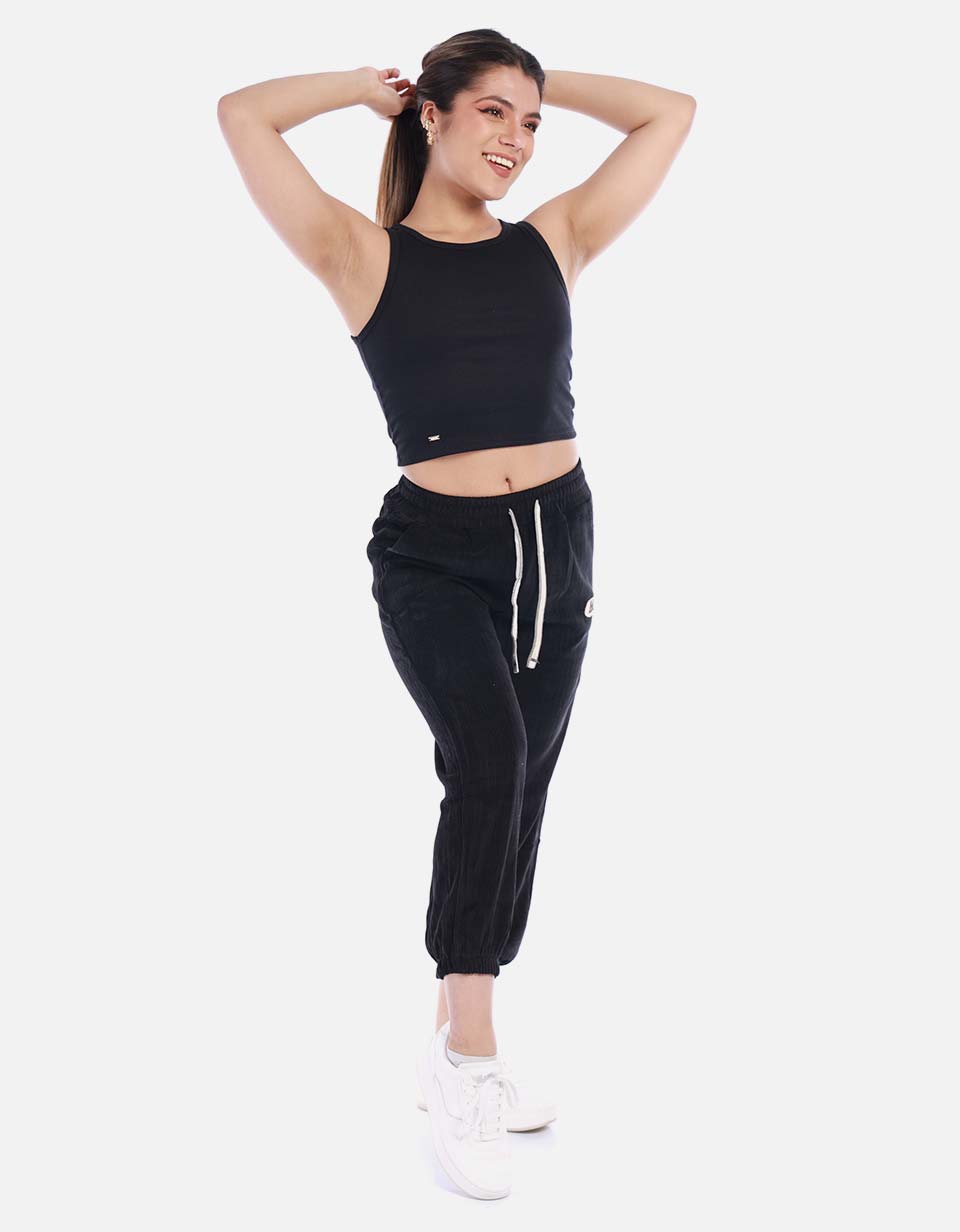 Pantalón tipo jogger en pana Mujer