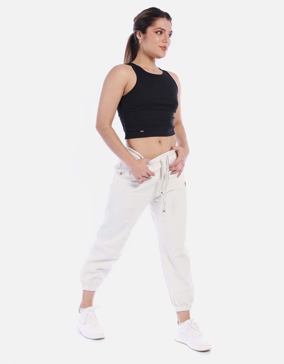 Pantalón tipo jogger en pana Mujer