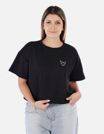 Camiseta Corta negra con Diseño bordado