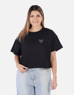 Camiseta Corta negra con Diseño bordado