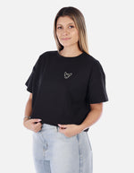 Camiseta Corta negra con Diseño bordado