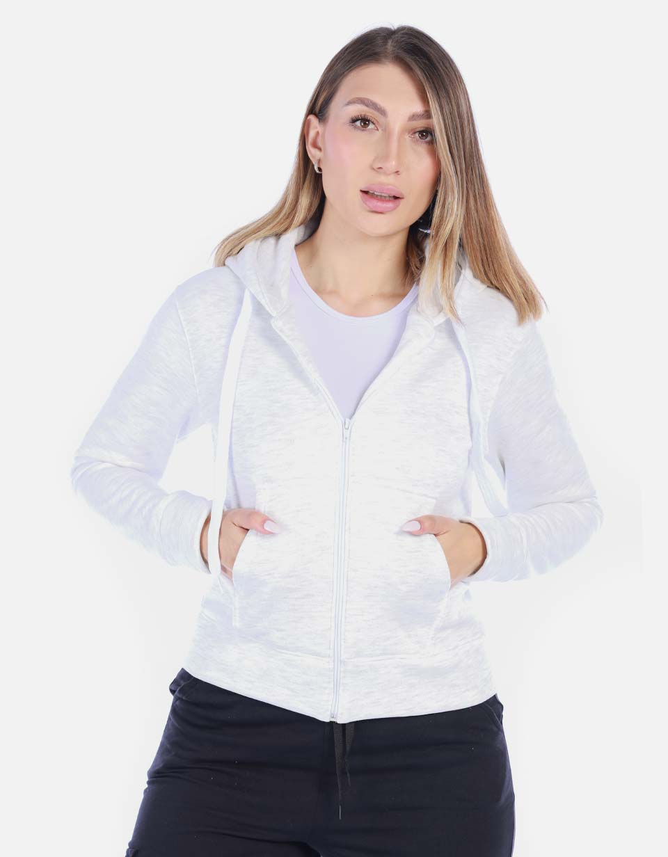 Chaqueta Deportiva Blanca con Cremallera