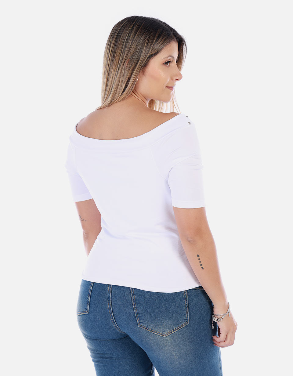 Blusa Manga corta con cuello Bandeja