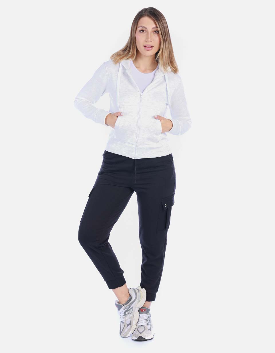 Chaqueta Deportiva Blanca con Cremallera