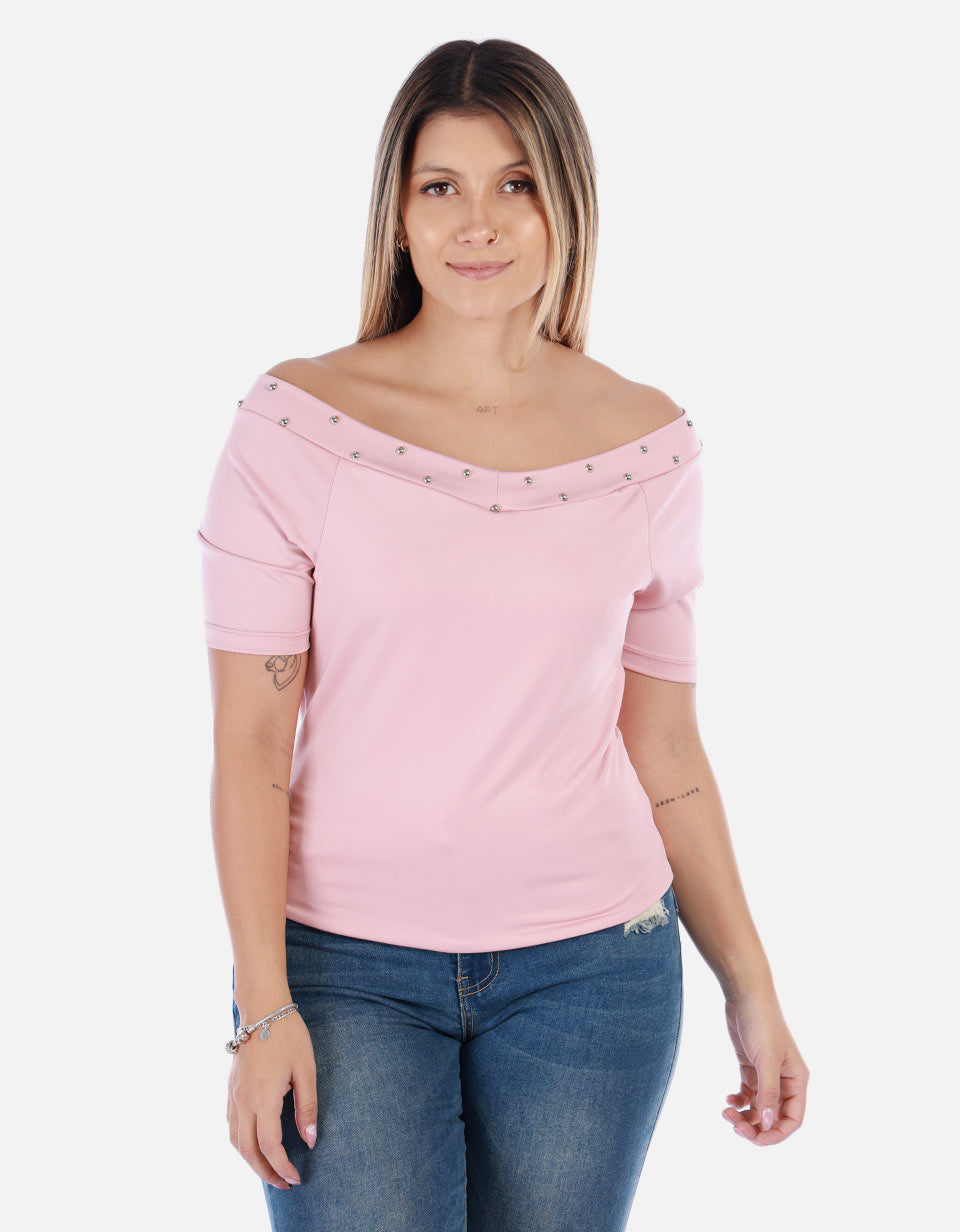 Blusa Manga corta con cuello Bandeja